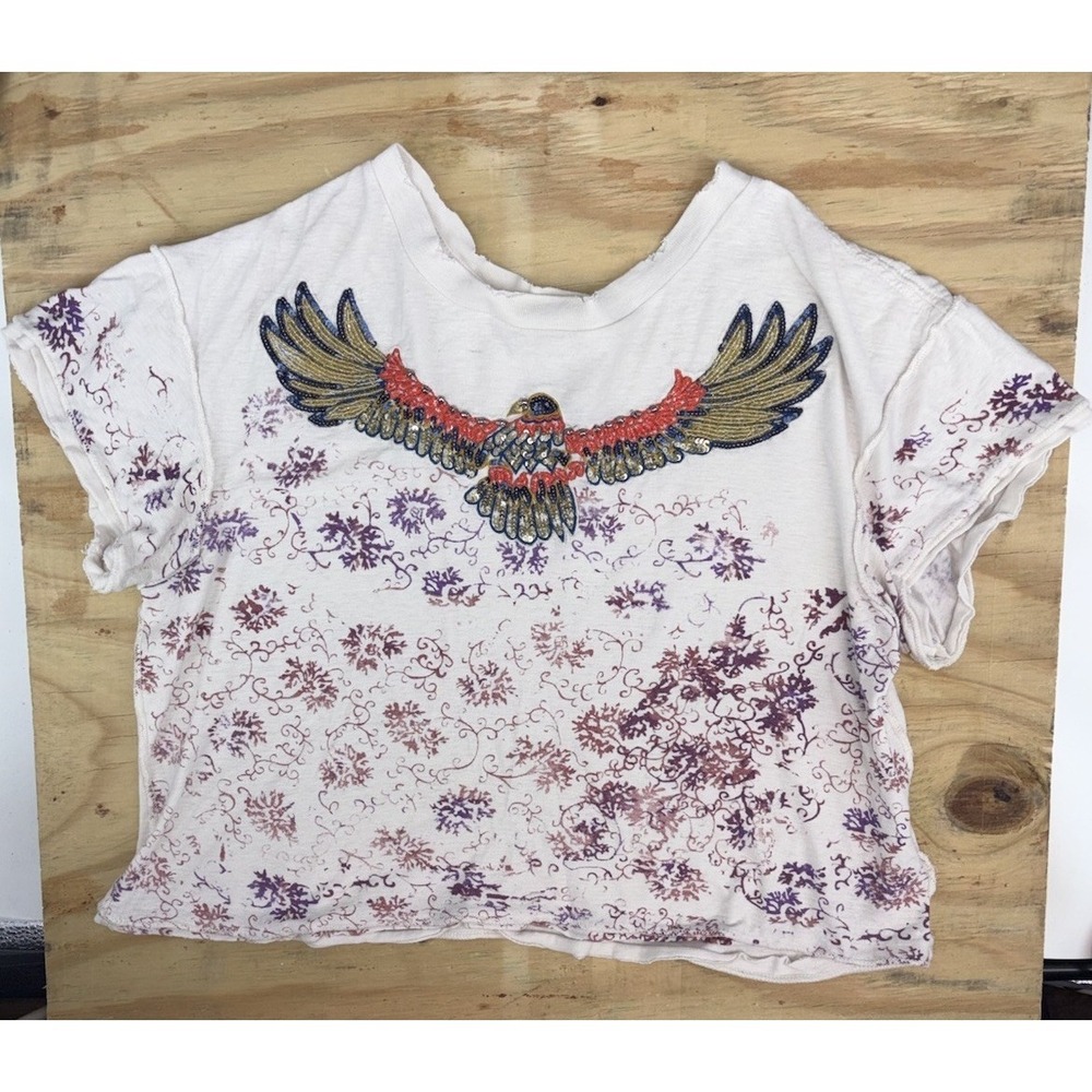 Free People We The Free Eagle Navigator Crop Top Sequins Medium Boho Festival